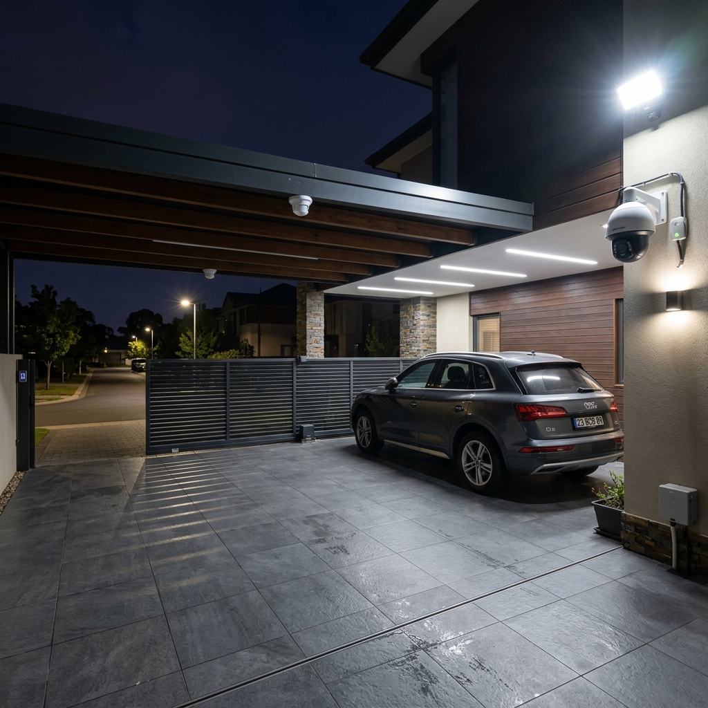 CCTV camera view of driveway