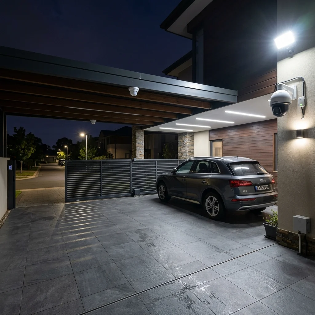 CCTV camera view of driveway